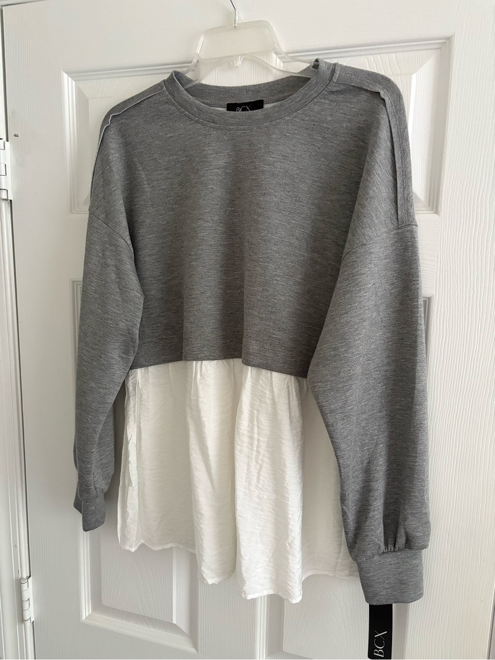 BCX Gray & White Layered-Look Sweatshirt